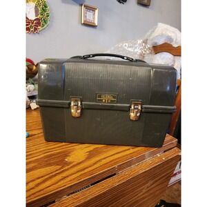 Vintage Dark Gray Plastic THERMOS BRAND Dome Top Work Lunch Box Pail MADE IN USA